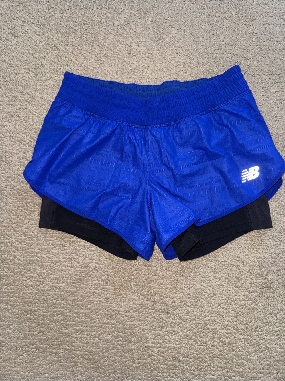 New Balance Women’s Royal Blue Athletic Shorts with Bike Short Attached w Pocket